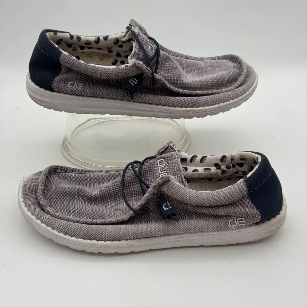 Hey Dude Wally Stretch sock Mens Size 14 Navy White Slip On Loafers 110382521